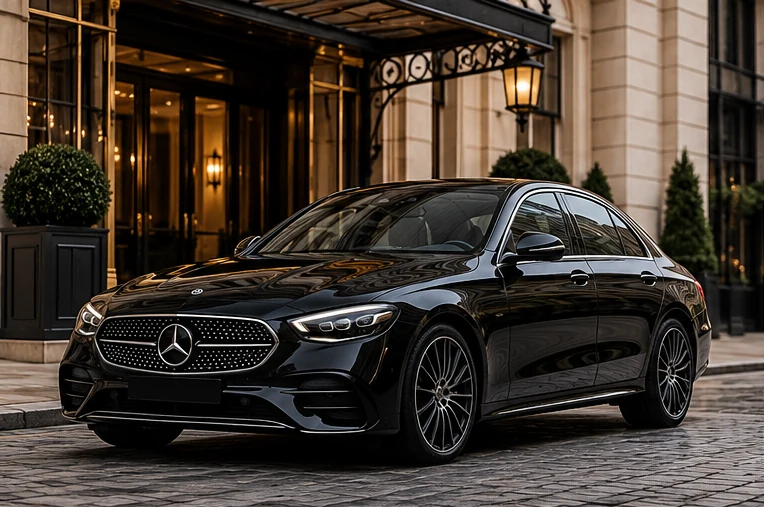 Illustrative black Mercedes-Benz E-Class executive saloon